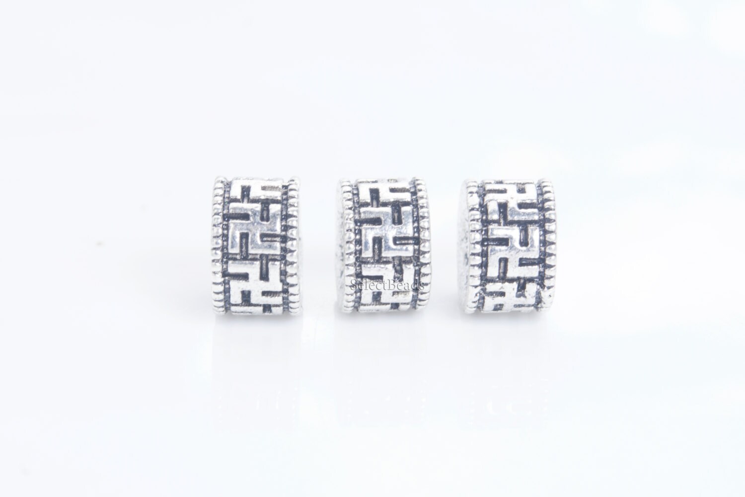 Tibetan Prayer Spacer Beads Metal Jewelry Making Supplies - Silver Components For Alloy Spacers -20Pcs