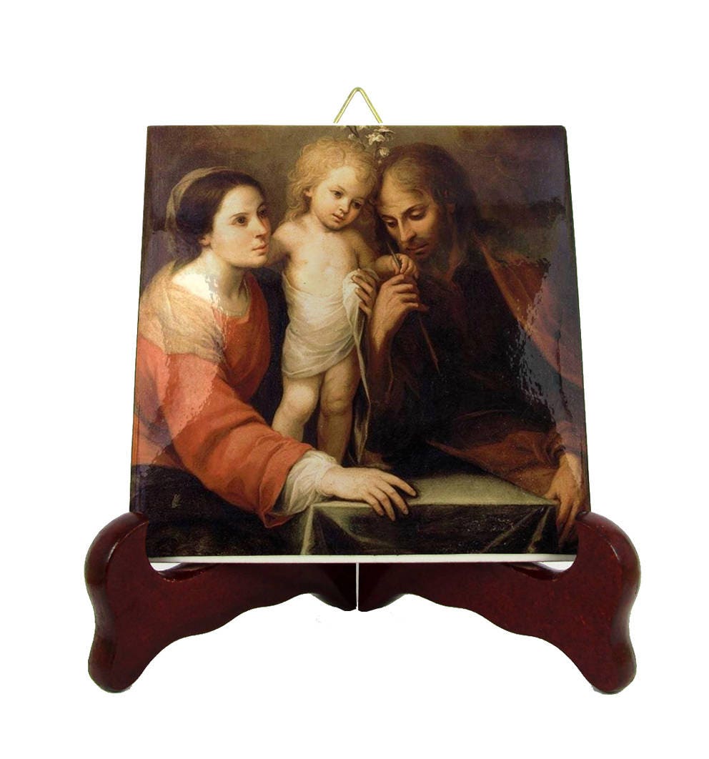 The Holy Family - Christian Icon On Tile Decor Collectible Religious Plaque Holy Family Catholic Present