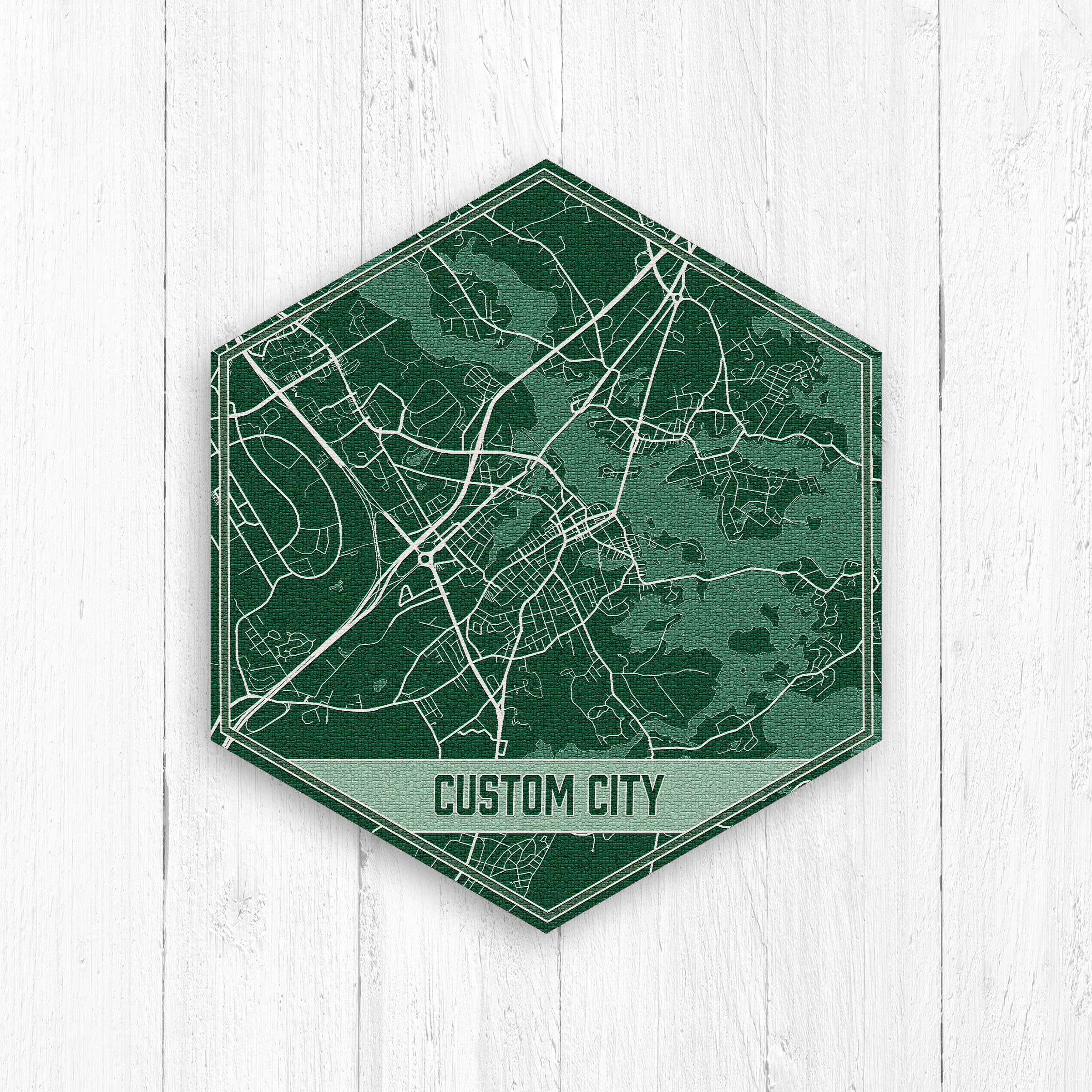 Custom Green Hexagon City Map Print By Printed Marketplace