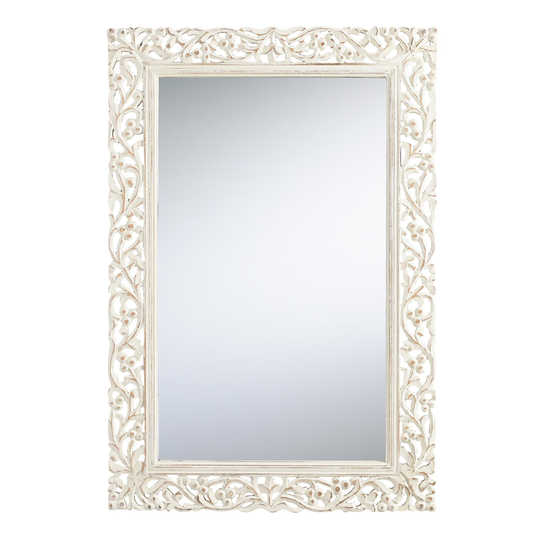Whitewash Carved Wood Segovia Wall Mirror - Large by World Market
