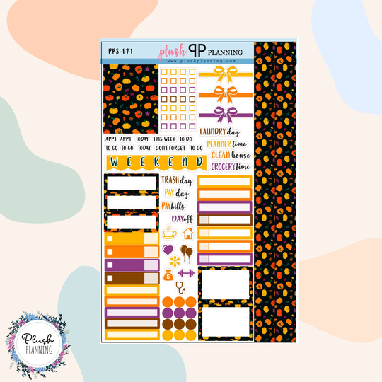 Halloween Design #14 Planner Stickers Sampler, Pattern Design, Removable Stickers, Plush Planning