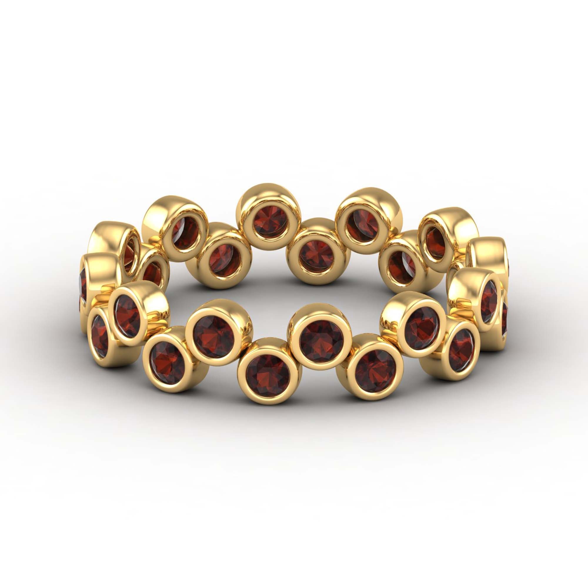 Dainty Orange Garnet Eternity Ring, Solid 14K Gold Stacking Yellow Band, Anniversary Gift