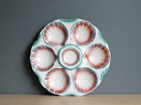 1 French Vintage Digoin Oyster & Seafood Serving Plate, Sarreguemines 1920 - 1950