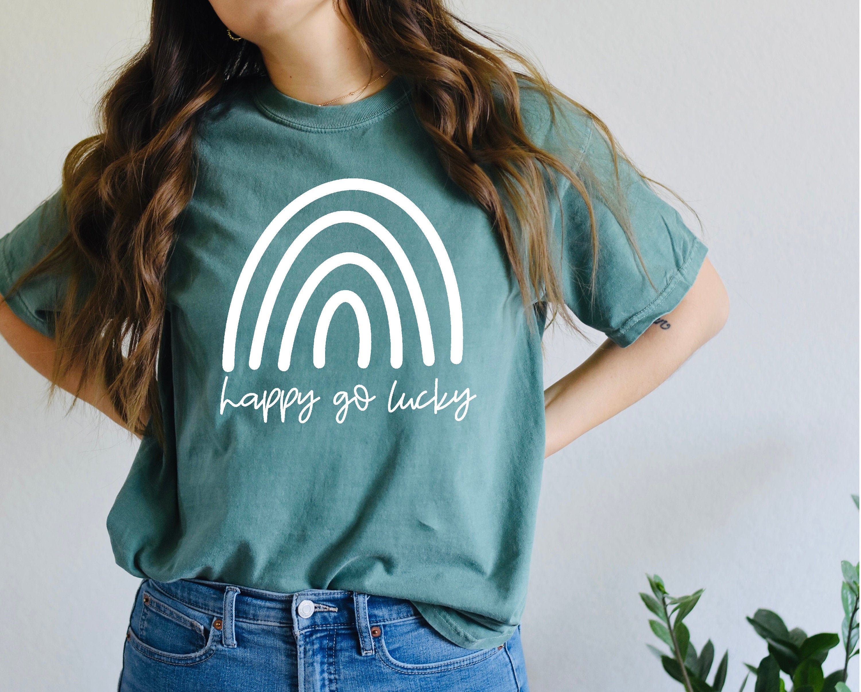 Happy Go Lucky, Womens St Pattys Shirt, Lucky Shamrock Patricks Day Womens Paddys, Shirt