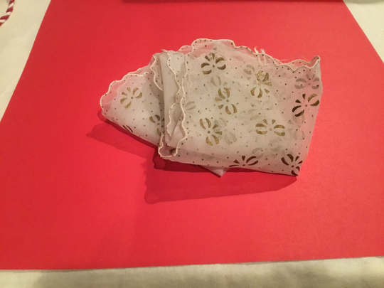 Vintage Handkerchief/Sheer With Tiny Gold Bows