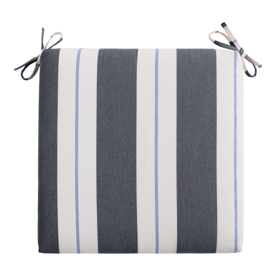 Sunbrella Navy Stripe Outdoor Patio Chair Cushion: Blue/Multi - Acrylic by World Market