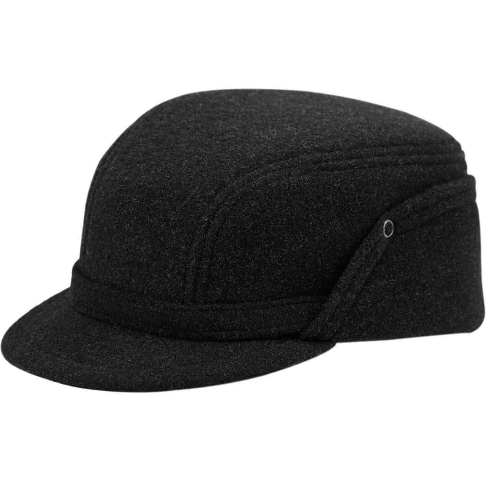 Sawyer Wool Blend Warm Winter Mens Foldable Earflap Cap 10% Cashmere & Quilted Lining Mountain Trooper Military Alpine Sherpa Hat Gray