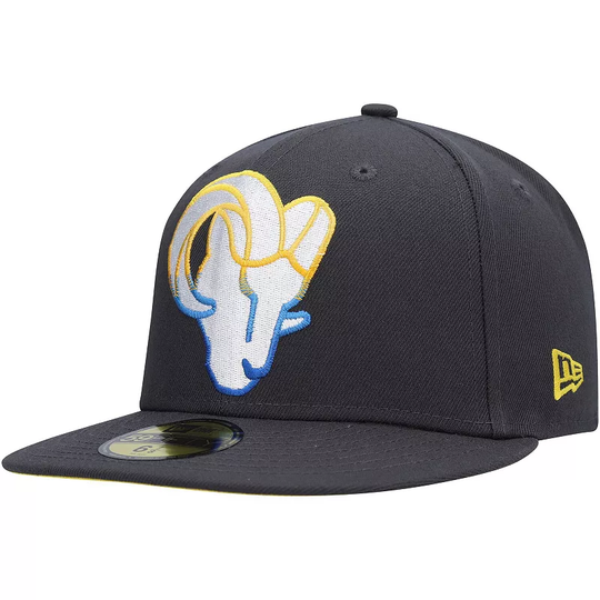Men's New Era Graphite Los Angeles Rams Color Dim 59FIFTY Fitted Hat, Size: 7 1/2, Dark Grey