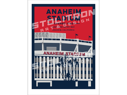 Iconic Anaheim Stadium Minimalist Poster 12x18, 18x24, Or 24x36 Inches Anaheim, California Baseball Football