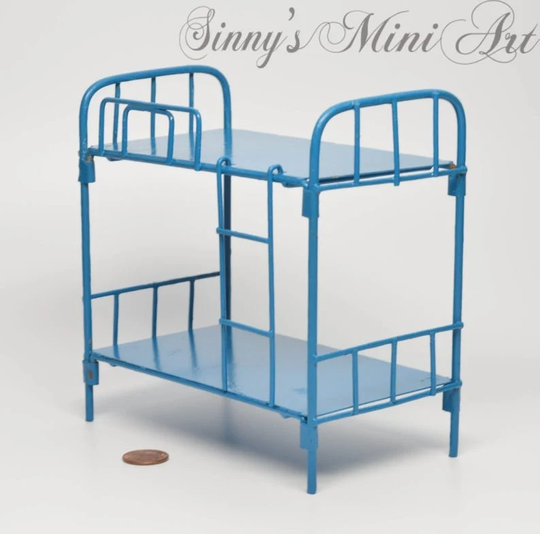 112 Dollhouse Miniature Bunk Beds/Blue Beds/ E20