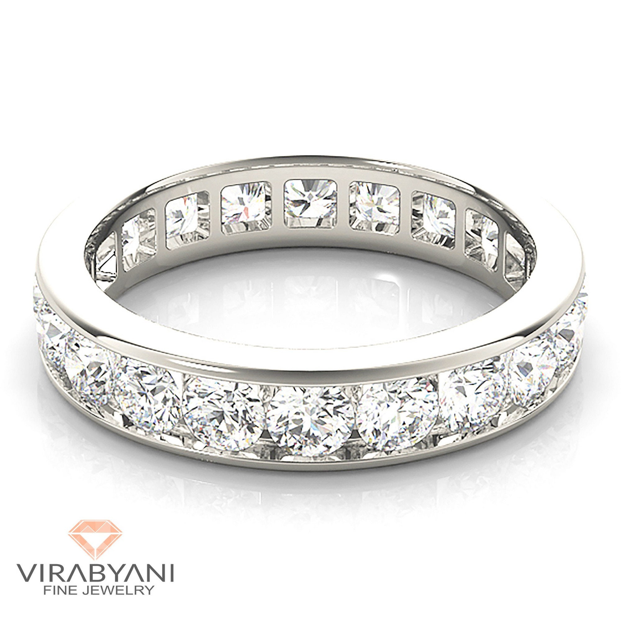 4.00 Ct Diamond Eternity Band - 14K/18K Solid White Gold/Platinum | Channel Set Wedding Ring Classic