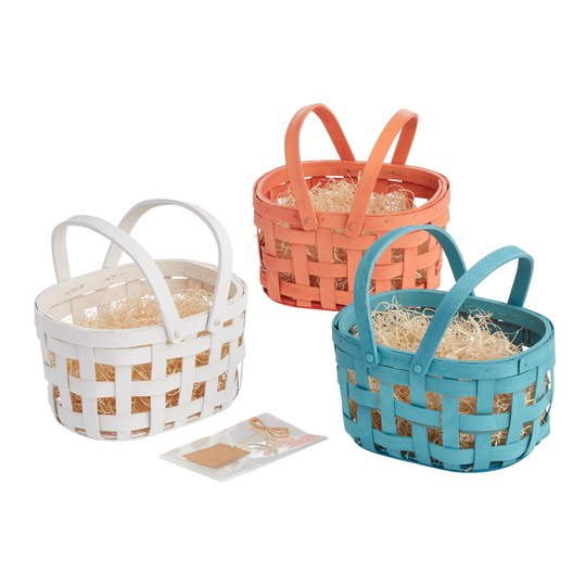 Double Handle Woven Easter Gift Basket Kit: Blue - Cellophane by World Market