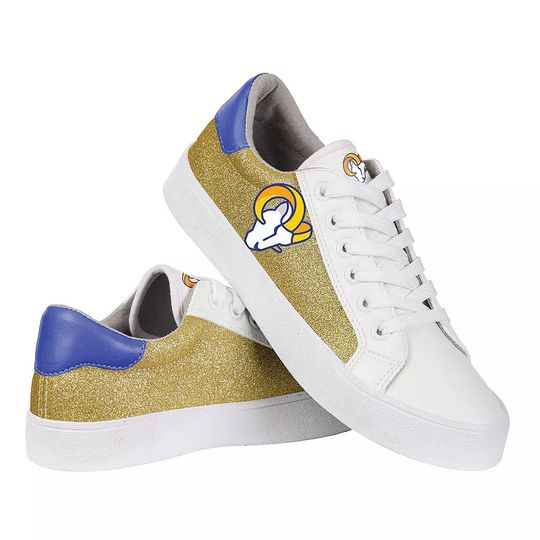 Women's FOCO Los Angeles Rams Glitter Sneakers, Size: 6, White