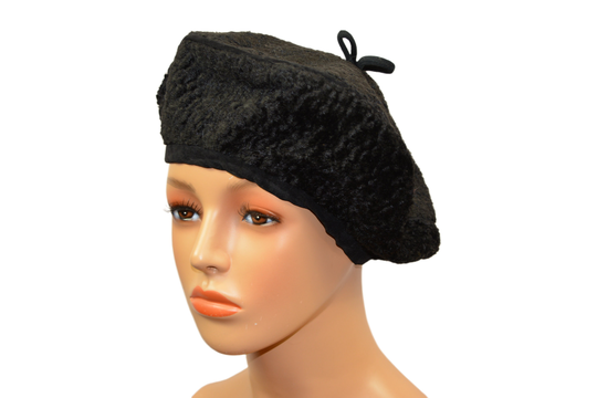 Black Woman's Beret Vintage Wool Blend Hat