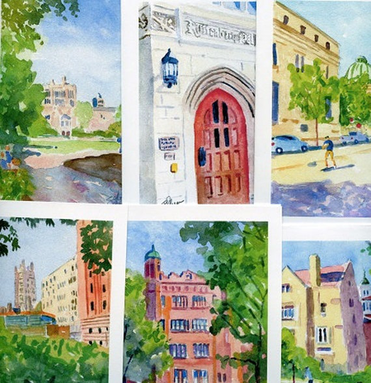 Yale University Note Cards With Envelopes. 6 Cards, Blank Inside.giclée Prints Available. Graduation Gift