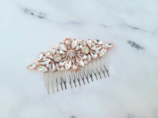 Crystal Hair Comb, Bridal Clip, Comb For Hair, Accessories, Wedding Pieces, Rose Gold, Silver, Yellow Gold Combs