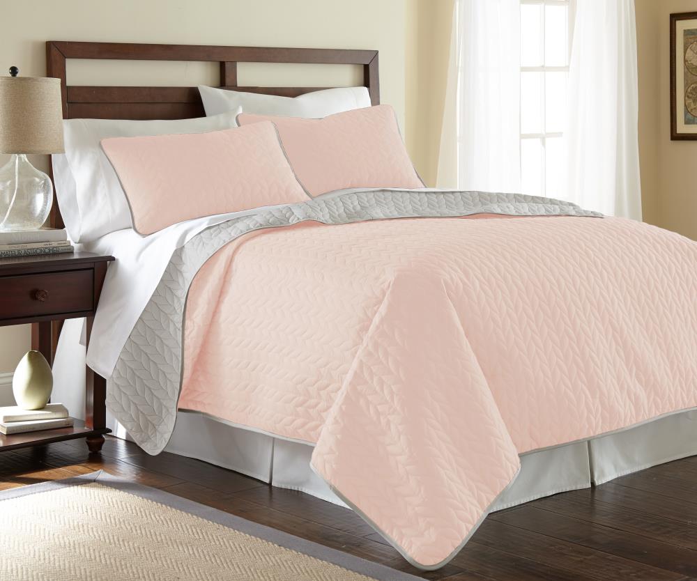 Amrapur Overseas Multi-colored Solid Reversible Queen Bedspread (Blend with Polyester Fill) | 3CVTFLSG-BLS-QN