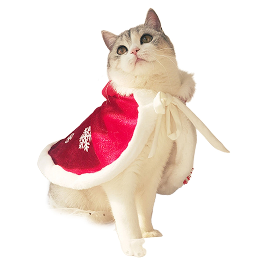 Easy to Wear Pet Cloak Thicken Blended Faux Fiber Fabric Pet Costume Poncho Cape with Hat for Home - red, m