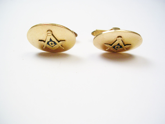 Vintage Freemason Cuff Links Mid Century Shirt Accessory Masonic Cufflinks Mason Jewelry Formal Wear 12 Karat Gold Filled