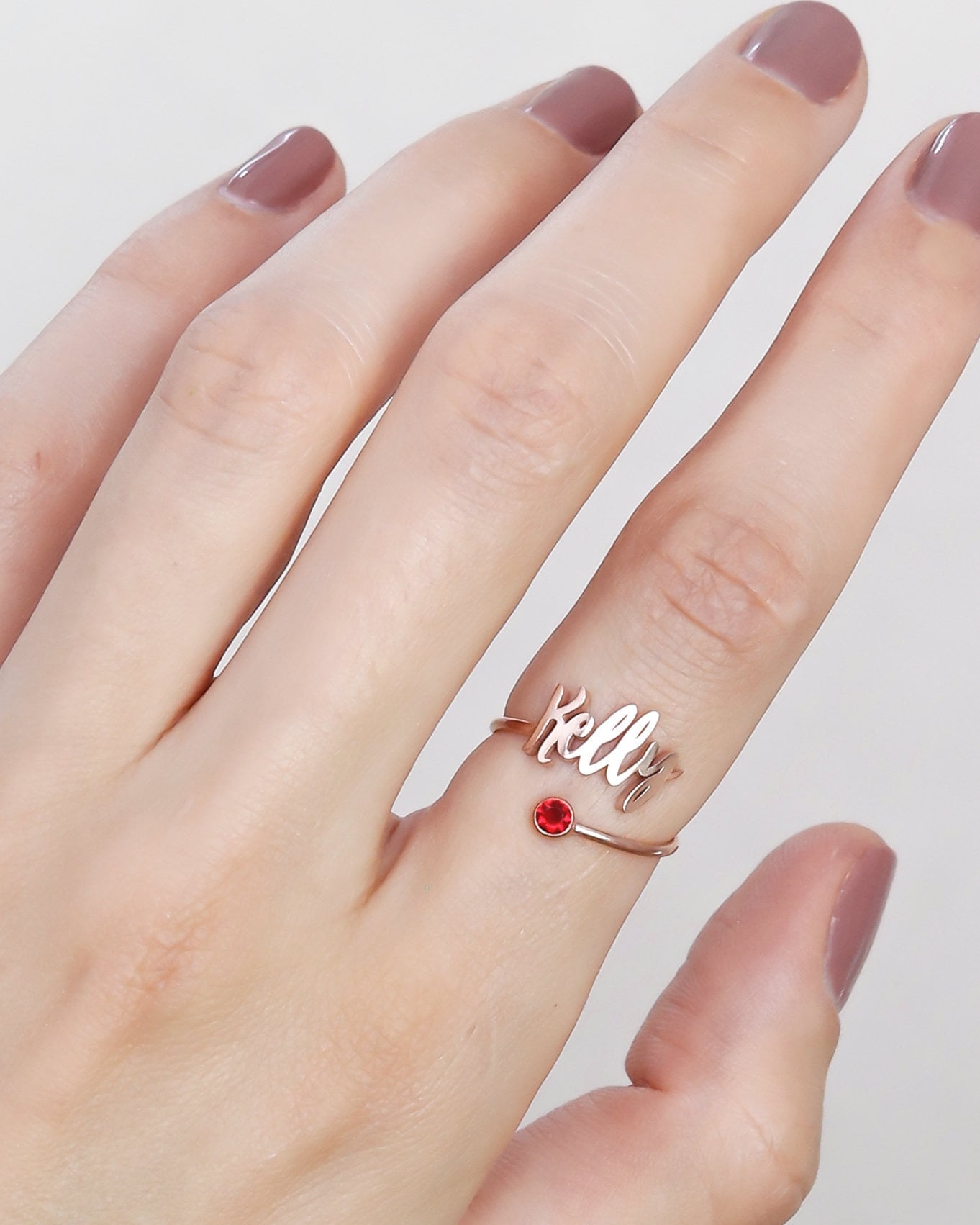 Name Ring With Birthstone Minimalist Personalized Gift For Her Custom Bridesmaids Gifts Mother Rm75F61