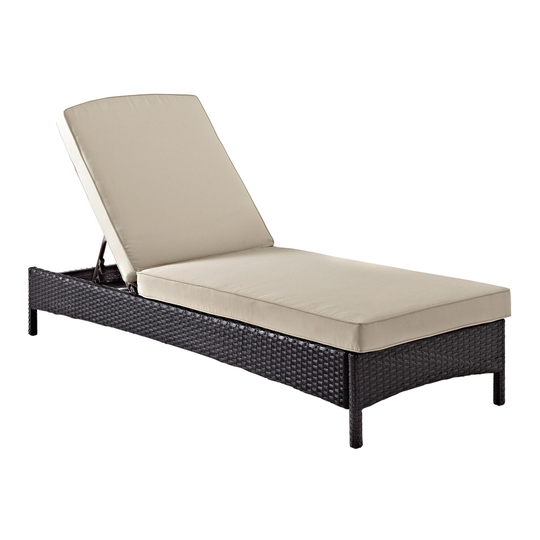 Espresso All Weather Pinamar Outdoor Patio Chaise and Sand Cushion - Resin by World Market
