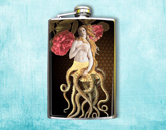 Flask 8Oz Vintage Tentacle Lady #415