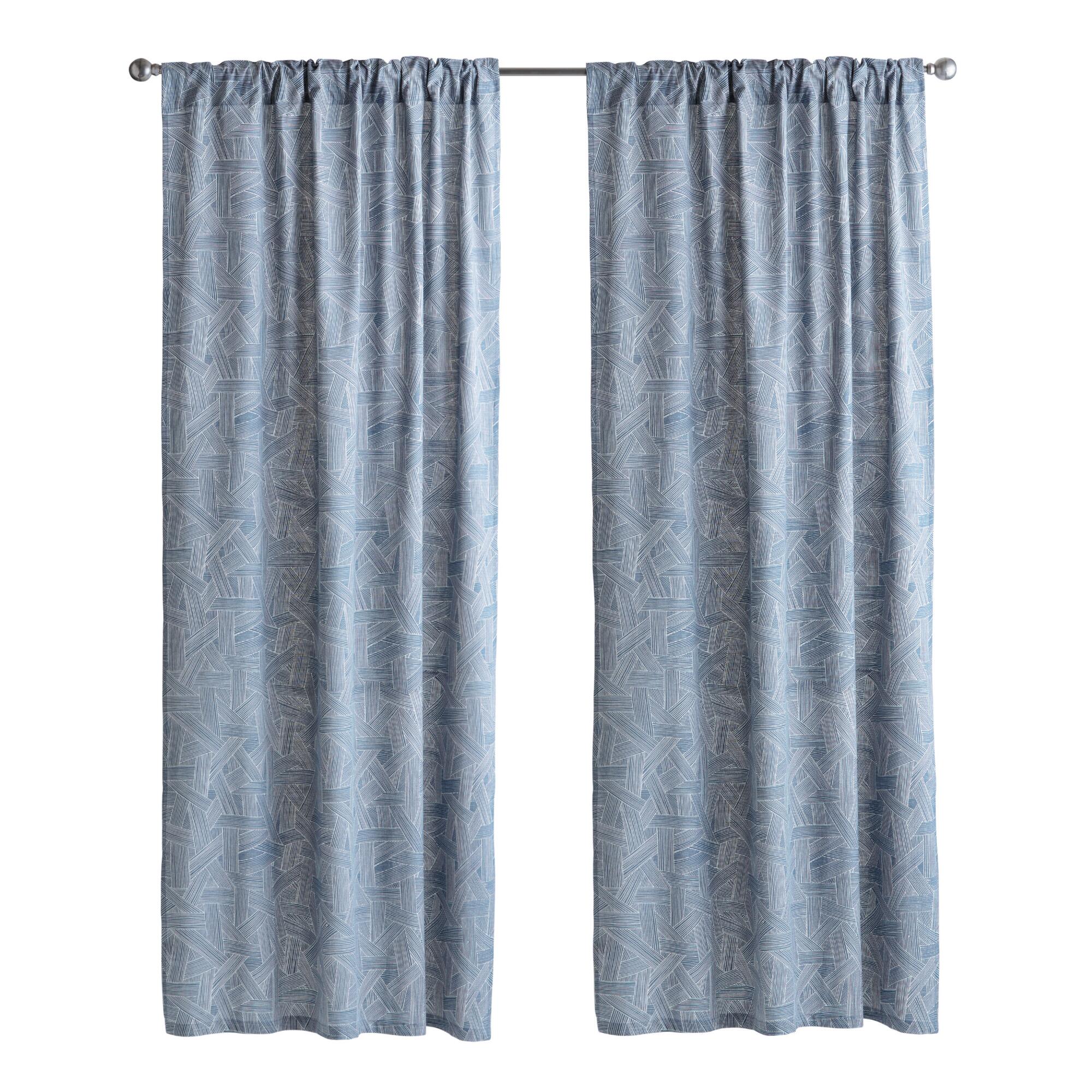 Jen Hewett Imaginary Basket Sleeve Top Curtains Set Of 2: Blue - Cotton - 84" L by World Market