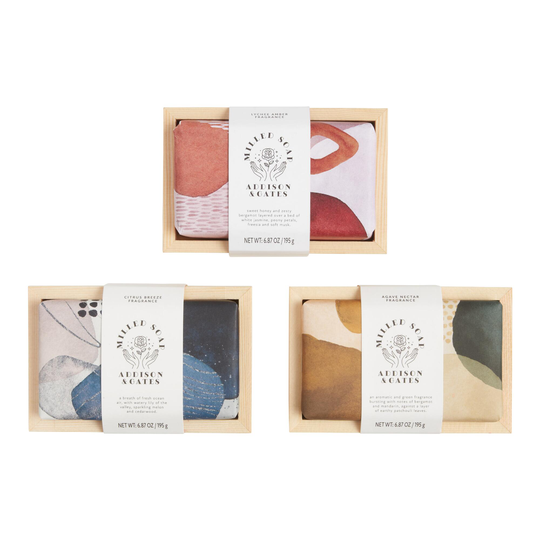 A&G Abstract Milled Bar Soap and Wood Gift Box by World Market
