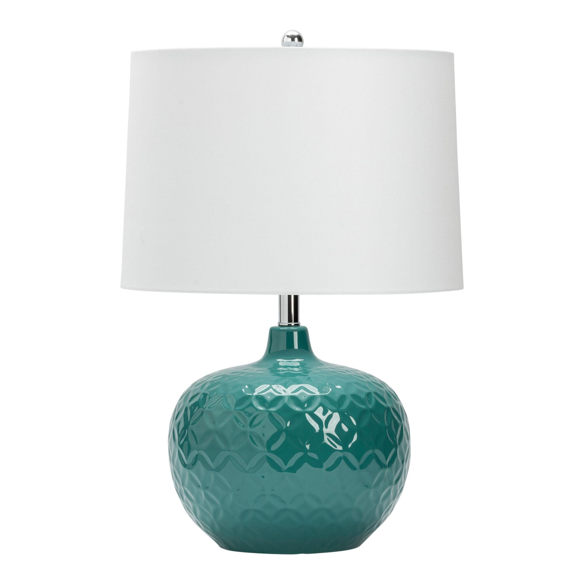 Round Ceramic Embossed Geo Clare Table Lamp: Pink by World Market