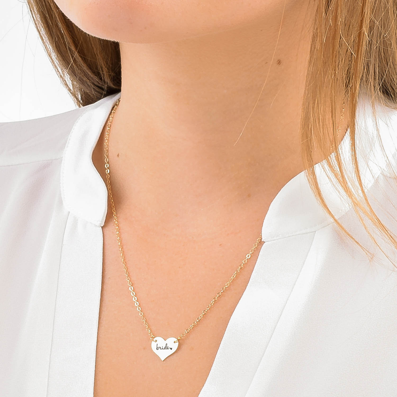 Bride Heart Necklace, Sterling Silver Gold Pendant, Gift For To Be