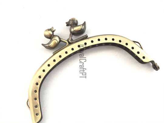 1 Bronze Metal Purse Frame With Sewing Holes 10.5 10, 5 cm, Bird Decoration, Coin Frame, Ducks Duck Decoration