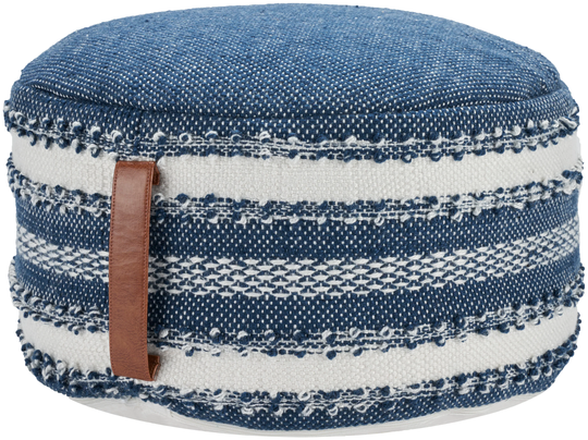 Mina Victory Casual Navy Polyester/Polyester Blend Pouf Ottoman in Blue | 798019086152
