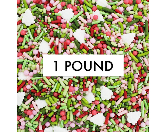 Winter Berry Sprinkle Blend 1 lb - A Merry Mix Of Green, Red, Pink, & White Sprinkles For Decorating Holiday Cakes, Cookies, Treats