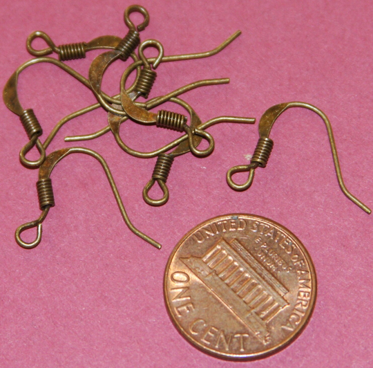 Wholesale 500 Pcs Antique Brass Flattened Fishhook With Coil Ear Wire 21 Gauge