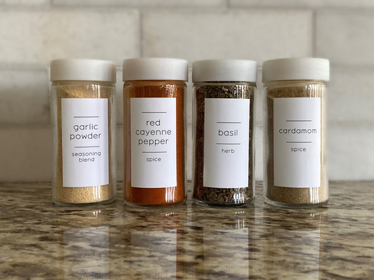 Clean & Simple Spice Jar Labels Water & Oil Resistant Customization Available Pantry