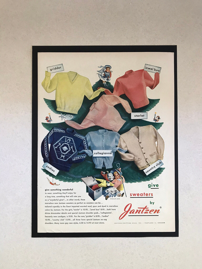 Give Something Wonderful Vintage Jantzen Sweater Advertisement Sportswear Advertising