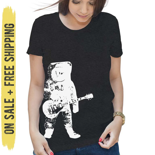 Guitar Astronaut T-Shirt, Womens Tri-Blend Shirt, On Sale, Free Shipping, Size Medium