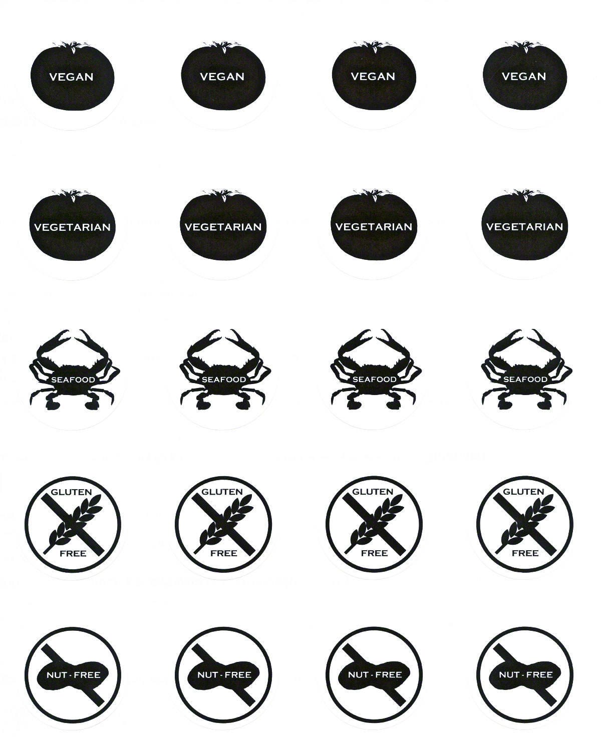 Meal Choice Stickers 2 | Wedding Menu Or Party Sheet Of 20 1.5 Inch Seals