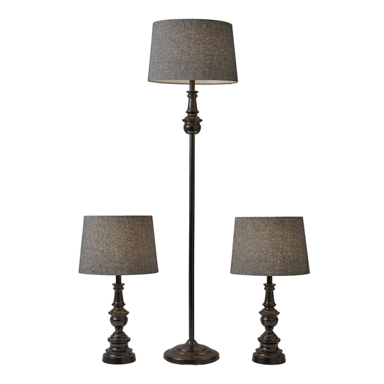 Bronze Chandler Floor and Table Lamps 3 Piece Set: Black - Metal by World Market