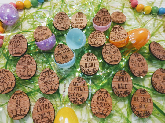 Wooden Easter Egg Tokens. Hunt Treasure. Reusable Conscious Presents Gifts Favors. Pay It Forward. Gift From Grandma Grandpa