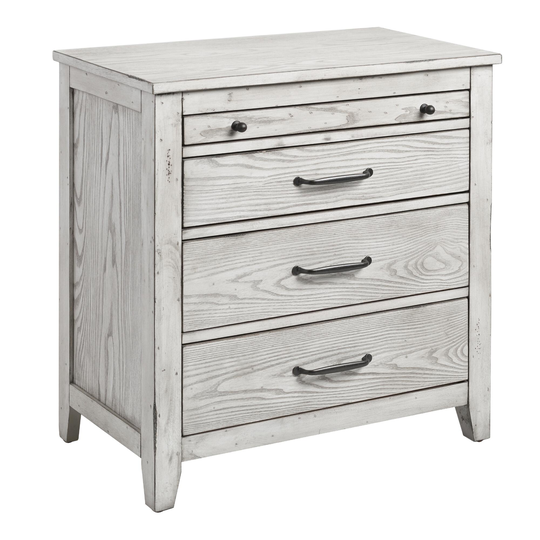 Gray Carved Mahogany Verena Nightstand with Drawers - Wood by World Market
