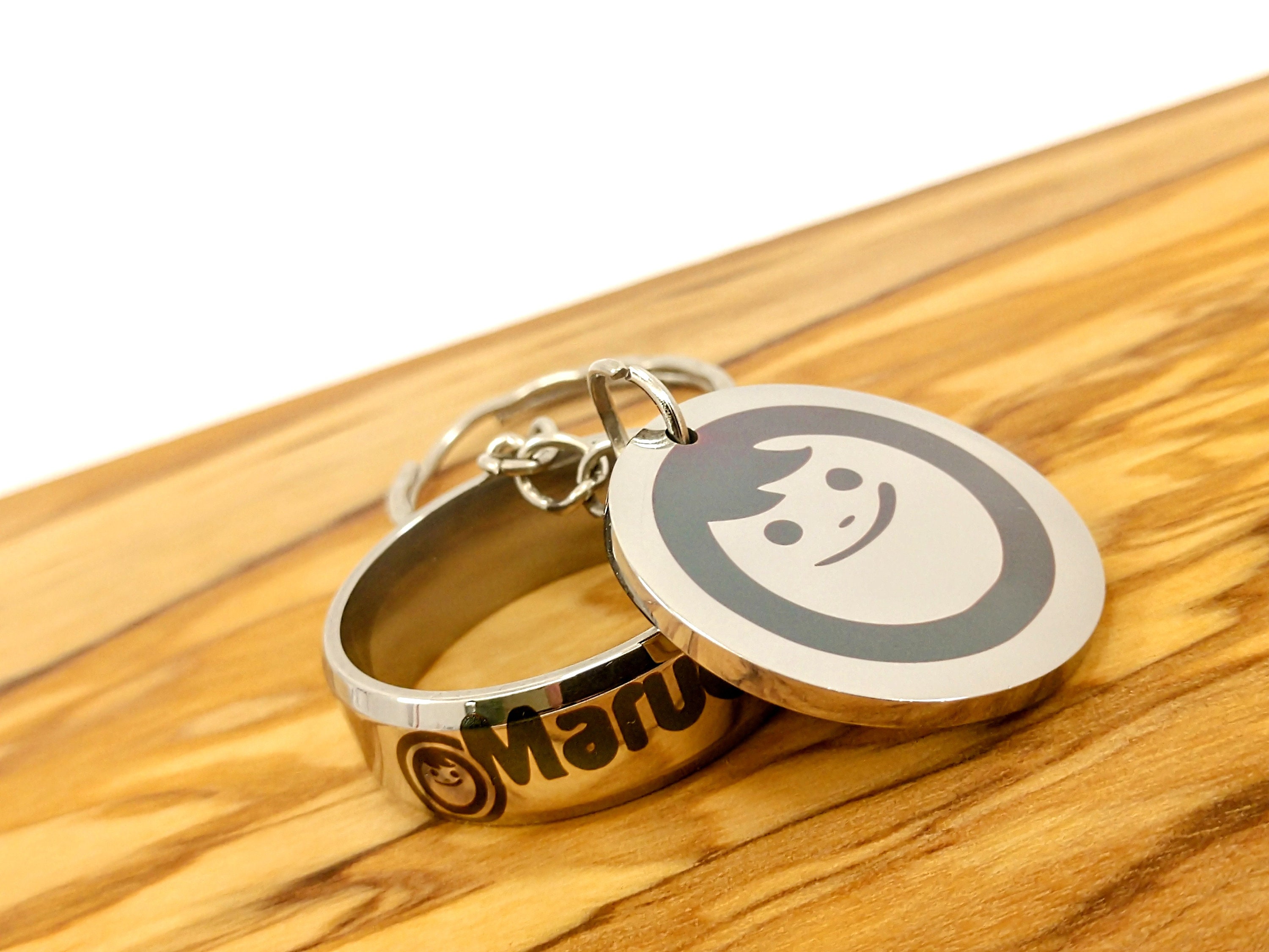 Ramen Ring & Keychain Buddy Set - Engraved Stainless Steel Personalized Gift Friendship Birthday Anniversary Unique Memory Keepsake