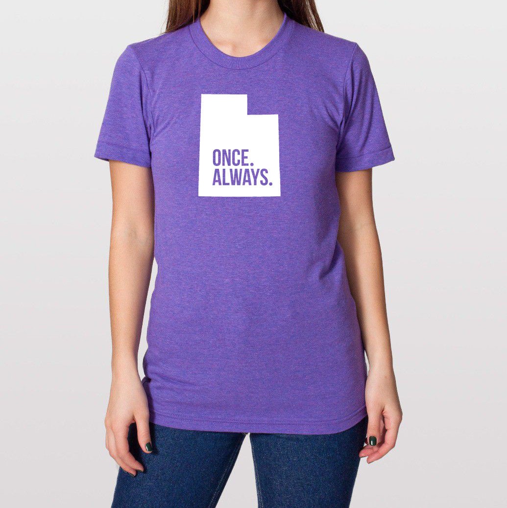 Utah Ut Once. Always. Tri Blend Track T-Shirt - Unisex Tee Shirts Size Xs S M L Xl Xxl