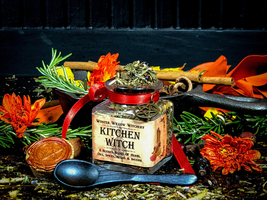 Kitchen Witch Herbal Blend With Honey Amber Resin To Cleanse, Protect & Attract Love Blessings Into Your Home Hearth