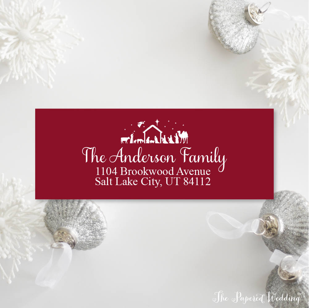 Nativity Return Address Labels - Scene Themed For Christmas Cards Personalized Labels/stickers 002