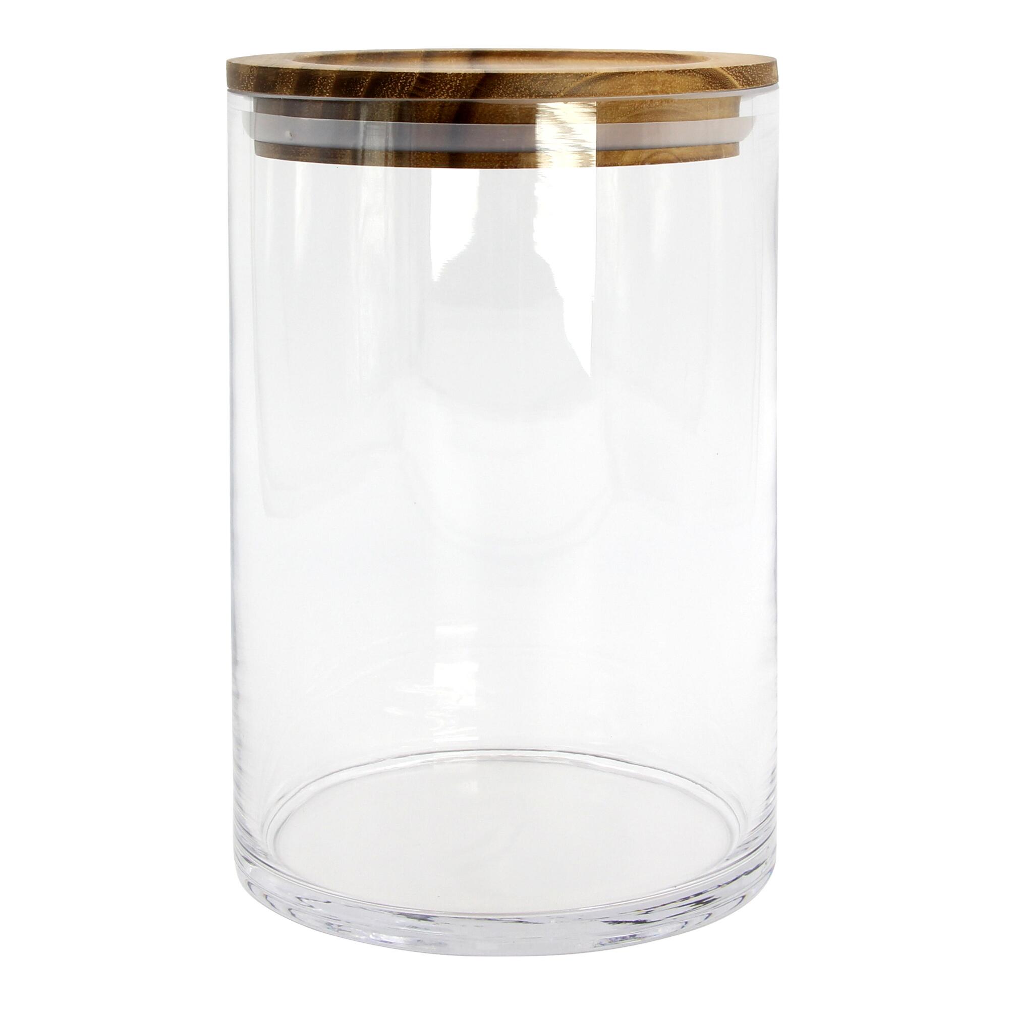 Medium Glass Storage Canister with Acacia Wood Lid: Multi by World Market
