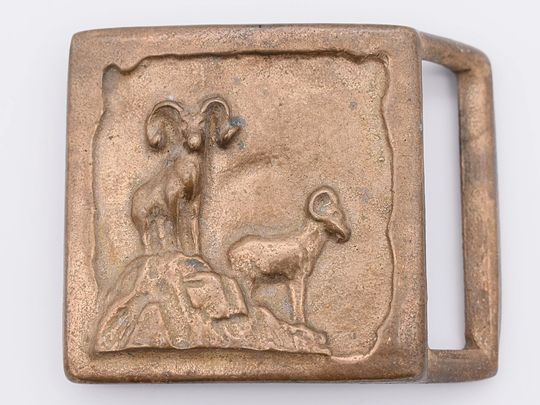 Sheep Ram Solid Brass Colonial Leather Co Rare 1970S Vintage Belt Buckle