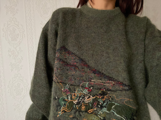 Vintage Unisex Mohair Blend Wool Knit Jumper/ Sweater/ Pullover/ L - Xxl
