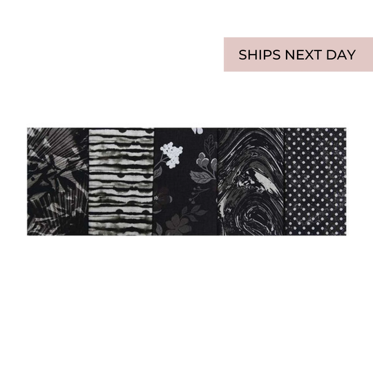 Black Blender Fat Quarter Fabric Bundle/5 Pieces 18" X 21" 100% Cotton