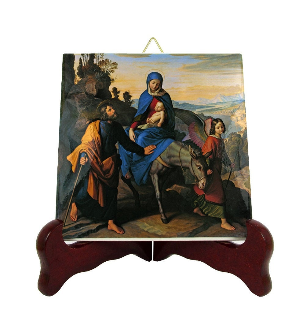 The Flight Into Egypt - Catholic Art Religious Icon Tile Gift Christian Gifts Julius Schnorr Von Carolsfeld Holy Family